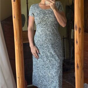 Peruvian Connection Gray Paisley Midi Dress